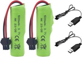 2 Pcs Lithium Batteries 3.7V 500mAh Compatible with Car DE35 DE38 DE40 DE50 TB202 TB201 TM201 RC with USB Cables Green žalia