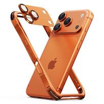 Eary iPhone 17 Pro Max 17 Pro Metalinis dėklas Aliuminio Metalinis Rėmelis Telefono Dangtelis Pilna Kameros Apsauga Lydinio Objektyvo Dangtelis Atsparus Smūgiams iPhone17 Pro oranžinė