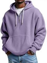 Men's Trendy Loose-Fit Waffle Hoodie – Heavyweight, Pure Color, Sport Casual Style XXL juoda