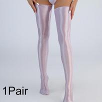 1 pora Lingerie Blizgios Nailono Pėdkelnės Aliejingos Moteriškos Blizgios Kojinės Vienspalvės Iki Šlaunų Kojinės balta