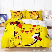 3D Spausdinta Anime Figūrėlė Pikachu Patalynės Komplektas Pagalvės užvalkalas Jumpman Lovatiesės Animacinis Vaikams Vaikams Antklodė Antklodės užvalkalas Dovana EU Single(135*200cm)3pcs