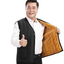 Men's Plus Size Fleece-Lined Vest: Warm, Shawl Style for Middle-Aged and Elderly XXXL for 155-175 kg