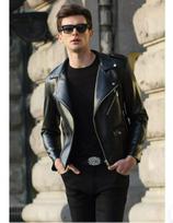 Men's Slim Fit Korean Style Lapel Leather Jacket - 2025 Trendy Youth Motorcycle Outerwear XXL juoda