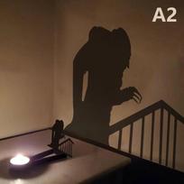 Nosferatu žvakidė Nosferatu žvakės šešėlis Arbatos žvakės šešėlio metiklis Helovino siaubo žvakidės dekoras Šventės siaubo dekoras