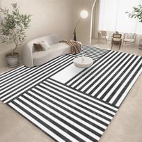 Juodas Baltas Geometrinis Linijinis Abstraktaus Menas Kilimas Svetainės Sofos Dekoras Virtuvės Stalviršio Kilimėlis Laisvalaikio Kambario Neslystantis Grindų Kilimėlis Helovinas 50X80CM