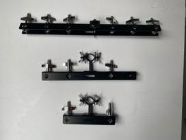 Sustiprintas daugiavarpalių stovas, Mažas perkusinis instrumentas, Universalus praplėtimo stovas 6 galvučių būgnų rinkiniui. 2 Drum Holder + Clamp sidabras