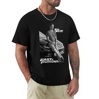 Paul Walker Street Racins Fast N Furious Marškinėliai Harajuku Trumpomis Rankovėmis 100% Medvilnė Grafiniai Marškinėliai Viršutiniai Drabužiai#Spalva S juoda
