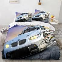 Sportinio automobilio patalynės komplektas miegamajam Minkšti modernūs pledai Patogus vaikiškas antklodės užvalkalas Užvalkalas ir pagalvės užvalkalas 70x133cm 3pcs