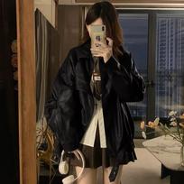 Women's Retro Brown Leather Biker Jacket – Autumn Loose Fit, High-End Fashion M ruda