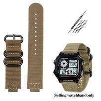 VIENAS modifikuotas nailoninis laikrodžio dirželis Casio AE1200WH/1300/1000/1500 AE-1200 A158W A159, atsparus vandeniui, lauko sportui, 24*18mmMN 24mm-18mm