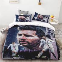 Antklodės užvalkalų komplektas Futbolo žvaigždė Messi Spausdintas Minkštas ir patogus patalynės komplektas Poliesterio Viengulio Dvigulio lovos patalynės komplektas Vaikams Dovana EU Single(135*200cm)3pcs