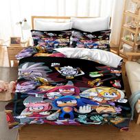 Sonic 100% poliesterio anime raštu patalynės komplektas Antklodės užvalkalas Karališko dydžio Medvilninis Mielas raštuotas animacinis antklodės užvalkalas EU Single(135*200cm)3pcs