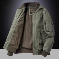 Men's Fashion Baseball Jacket - Spring, Autumn, Winter Casual Pilot Style M chaki