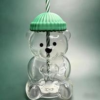 Naujas „Starbucks“ mielas gyvūnas lokys su šiaudeliu stiklinis skaidrus stiklas vyrams moterims gimtadienio Kalėdų dovana arbatos su pienu puodelis su šiaudeliu 500ML Glass