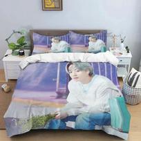 Korėjietiška mados dainininkų grupė Kpop Jung Kook SUGA Jimin patalynės komplektas, antklodės užvalkalas, lovos komplektas, antklodės užvalkalas, pagalvės užvalkalas, karališko dydžio, karalienės dydžio 90x190cm(35x74inch)