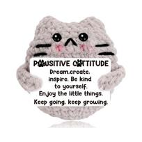 Teigiamas nėrimo katės mini gyvūnėlio palaikymo dovanos Įkvepiančios rankų darbo su kortele Mieli draugai Šeima Gimtadienis Kalėdos Dovana