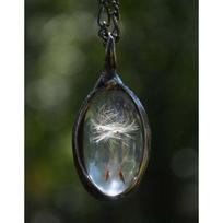 Europe, America, Vintage Dandelion Seed Wishing Oval Time Gem Glass Necklace