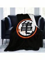 DBZ Kanji raštų flanelinis pledas Minkštas jaukus šiltas vilnos mesti pledas Lengvi pūkuoti pliušiniai pledai lovai, sofai, iškylai, kelionėms 75X95CM pilka spalva