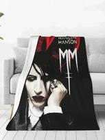 Marilyn Manson Gotikos Dainininkas Itin Minkštas Flanelinis Antklodė Lovai Sofai Dekoras Namų Tekstilė Jaukus Komforto Aksesuaras 75X95CM pilka spalva