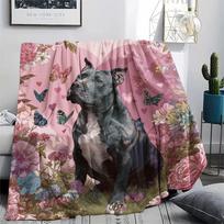 Pink Pitbull,pattern Flannel Blanket, High quality Comfortable for All Seasons, Home Decor, Warmth and Comfort, Perfect for Gifts. 80cm x 120cm