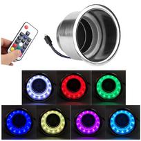RGB LED apšviečiamas puodelio laikiklis Nerūdijančio plieno metalinis gėrimų puodelio laikiklis su nuotolinio valdymo pultu Automobiliui, Valtis, Kemperiui, Sunkvežimiui, Jachtai