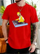 2026 Vasariniai vyriški marškinėliai trumpomis rankovėmisSu Simpsonais DJ Homeris Spausdintas raštas Simpsonų Autoritetingi vyriški marškinėliai S