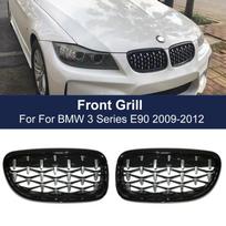 Deimantinė Meteor Racing grotelės BMW E90 E91 3 serijai 2009-2012 m. Automobilio priekinio buferio gaubto inkstų grotelės Blizgančios juodos Glossy Black