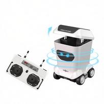 Mini nuotolinio valdymo šiukšliadėžės robotas su LED akimis ir automatiškai atsidarančiu dangčiu, 360° lankstus sukimasis, smagus ir išmanusis namų įrenginys suaugusiems balta