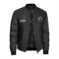 Men's Plus Size Retro Blue Denim Jacket - Washed & Distressed for Spring/Autumn 2XL pilka spalva