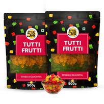 5:15PM Tutti Frutti Mix 500 g X Pack Of 2 Dried Multicolour Papaya Pieces For Cake Baking Dessert Toppings Sweets