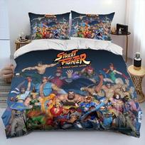 Street Fighter Retro Žaidimo Žaidėjo Lovos Patalynės Komplektas Viengulis Twin Pilnas Queen King Dydžio Poliesterio Antklodės Užvalkalas Antklodės Užvalkalų Komplektas EU Single(135*200cm)3pcs