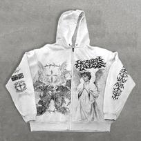 Unisex Angel Print Zipper Hoodie - Y2K Retro Style (Autumn/Winter Collection) Large juoda