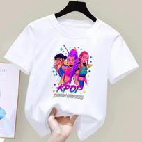 Hot KPop Demon Hunters Child Short Sleeve T-shirt Anime Character Print Tees Boys Girls Summer Casual Tops 110