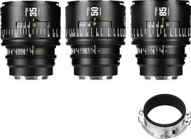 7artisans 35/50/85 mm T2.1 Infinte serijos profesionalus rankinis viso kadro kino objektyvas, suderinamas su EF bajonetu, skirtas fotografijai ir filmų gamybai, juodas
