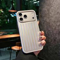 3D kelioninis lagaminas Metalinis, švelnus liesti dėklas IPhone 17 Pro Max 16 15 14 13, Rimowa aliuminio lydinio galinės apsaugos dangtelis su dovanų dėžute iPhone 16 Pro Max violetinė