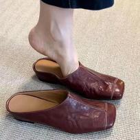Prabangūs moteriški vasariniai odiniai šlepetės plokščiapadžiai sekli laisvalaikio laiviniai slingback mulės batai minkšti šilti loafers moteriškos šlepetės-šlepetės tongs femme 35 juoda