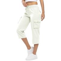 Moteriškos „Cargo Capris“ lengvos, lengvos 3/4 kelnių kišenės. XXXL