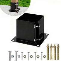 Plieninis 6x6 stulpo pagrindo inkaro laikiklis, atsparus rūdims, varžtais tvirtinamas, skirtas medinėms tvoroms, pašto dėžučių denio lauko statybinėms detalėms