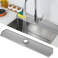 Silicone Sink Faucet Mat Anti Slip Fastening Lock Faucet Splash Guard With Customizable Hole for Home Kitchen Countertop Silicone