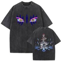 Washed Vintage Anime Demon Slayer Akaza Merch 2025 T-shirt Men Women Clothing Cartoon Fashion Oversized Short Sleeve T Shirts S