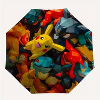 1 vnt. Pokemono personažai Pikaču Automatiškai atidaromas/uždaromas skėtis Tvirtas geležies rėmas, Kompaktiškas kelioninis skėtis - Puiki dovana moterims, vyrams, a0829123 red