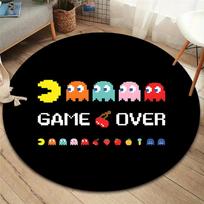 Pac-Man apvalus kilimas, kilimėlis svetainei, miegamajam, sofai, žaidimų kambariui dekoruoti, neslystantis grindų kilimėlis 80cmx80cm