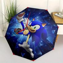 Sonic the Hedgehog Clock  Blue Sonic Wall Decor Umbrella, Portable 3 Fold Compact Umbrella for Men & Women,S194