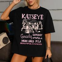 Retro Katseye Gražaus Chaoso Marškinėliai Kpop Marškinėliai Dovana Moteriai Vyrui Per dydį Grafinis Trumpomis Rankovėmis Marškinėliai Unisex Vyrams Moterims Vasaros S gray