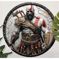 God of War Kratos Round Metal Tin Sign Wall Art for Game Room Decor 20x20