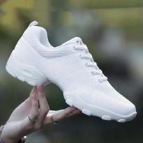 Šokių Batai Vyriški Moteriški Modernūs Minkšti Padas Jazz Sportiniai Batai Odiniai tinkleliai Orui pralaidūs lengvi moteriški šokių fitneso batai sportiniai 39 balta