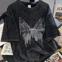 Cotton Vintage Short-sleeved T-shirt Men Oversized Y2K American Retro T Shirt Women Summer Hip Hop Tees Harajuku T-shirts Female Male Clothing L