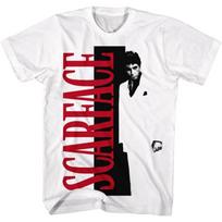 Scarface Filmo Tony Montana ir Vertikalus Logotipas Suaugusiųjų Trumpomis Rankovėmis Marškinėliai Vintažinio Stiliaus Grafiniai Marškinėliai S balta