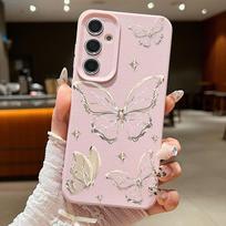 Auksinis drugelio dėklas Samsung Galaxy S24 S25 Ultra S23 S22 Plus S21 FE A14 A15 A16 A25 A26 A34 A35 A36 A54 A55 A56 5G Galaxy S26
