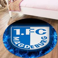 FC Magdeburg Apvalus kilimas, Kilimas svetainei, miegamajam, sofai, žaidimų kambariui, Neslystantis grindų kilimėlis56 80cmx80cm